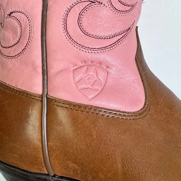 ARIAT Boots 6B Moon Fringe Tassels Cowboy Snipe Toe Cowgirl Rodeo Pink Western - Picture 9 of 12